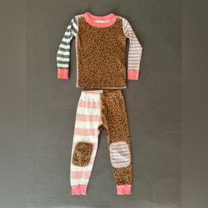 Hanna Andersson Toddler Girls Pink and Brown Leopard Pajama Set Size 3T Organic